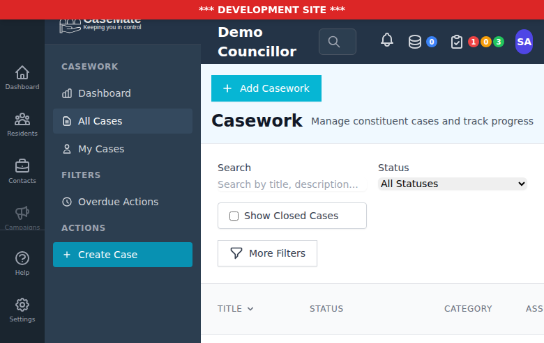 Casework Management Dashboard
