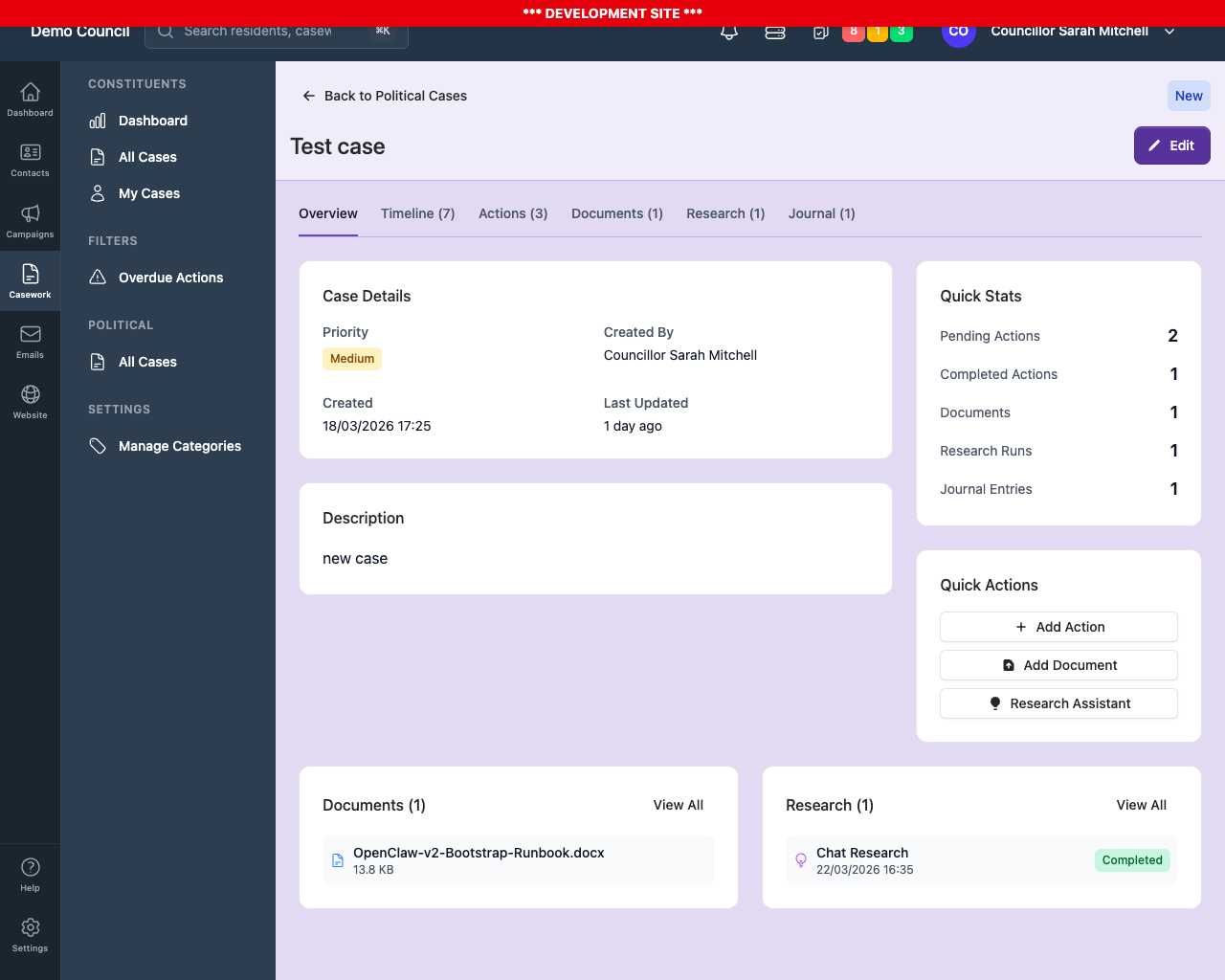 Political Case Detail View